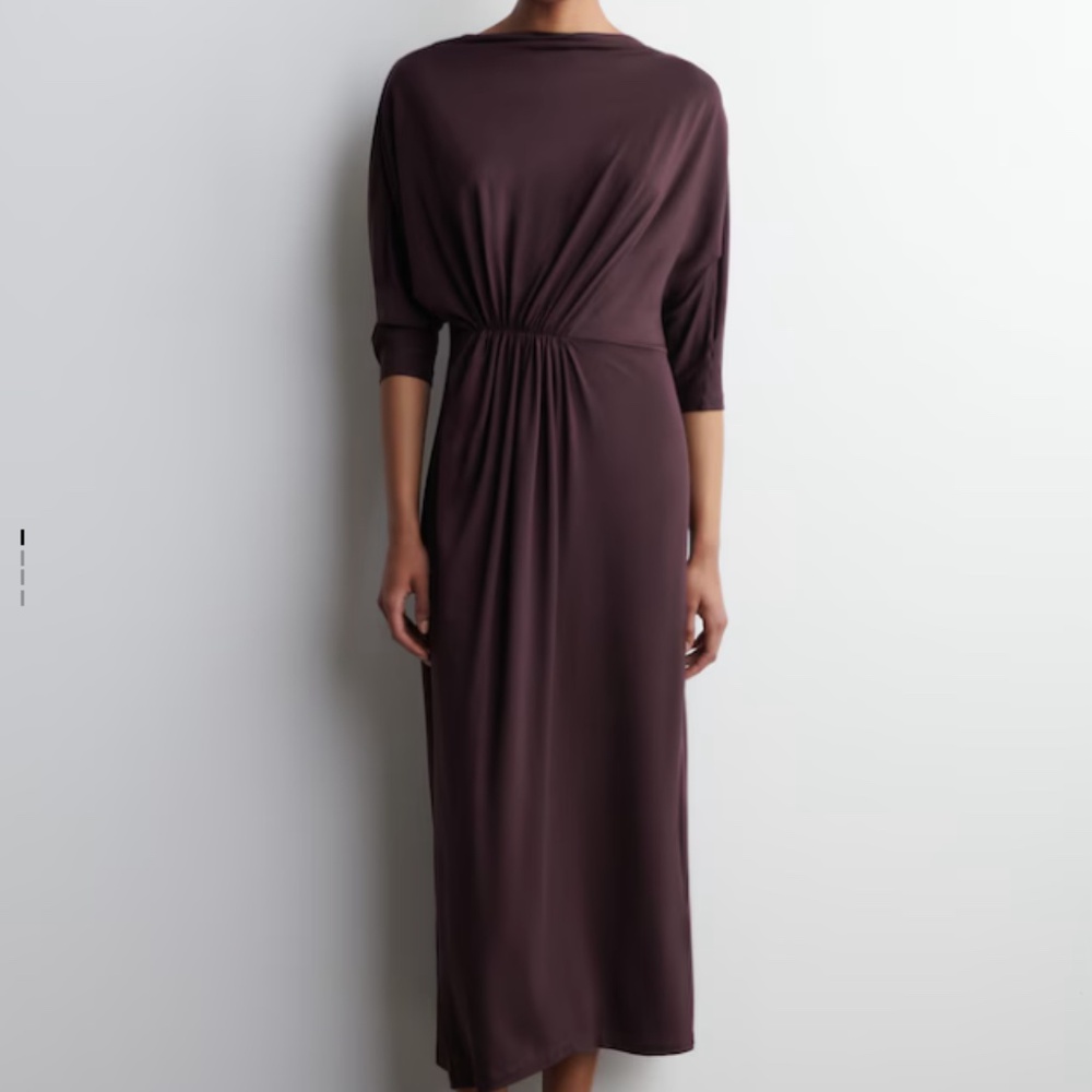 COS GATHERED-WAIST DRAPED MIDI DRESS
